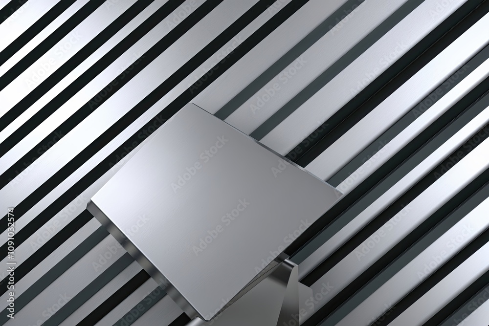 Obraz premium Sleek Silver Backdrop with Charcoal Diagonal Stripes for Modern Business Advertising and Promotion
