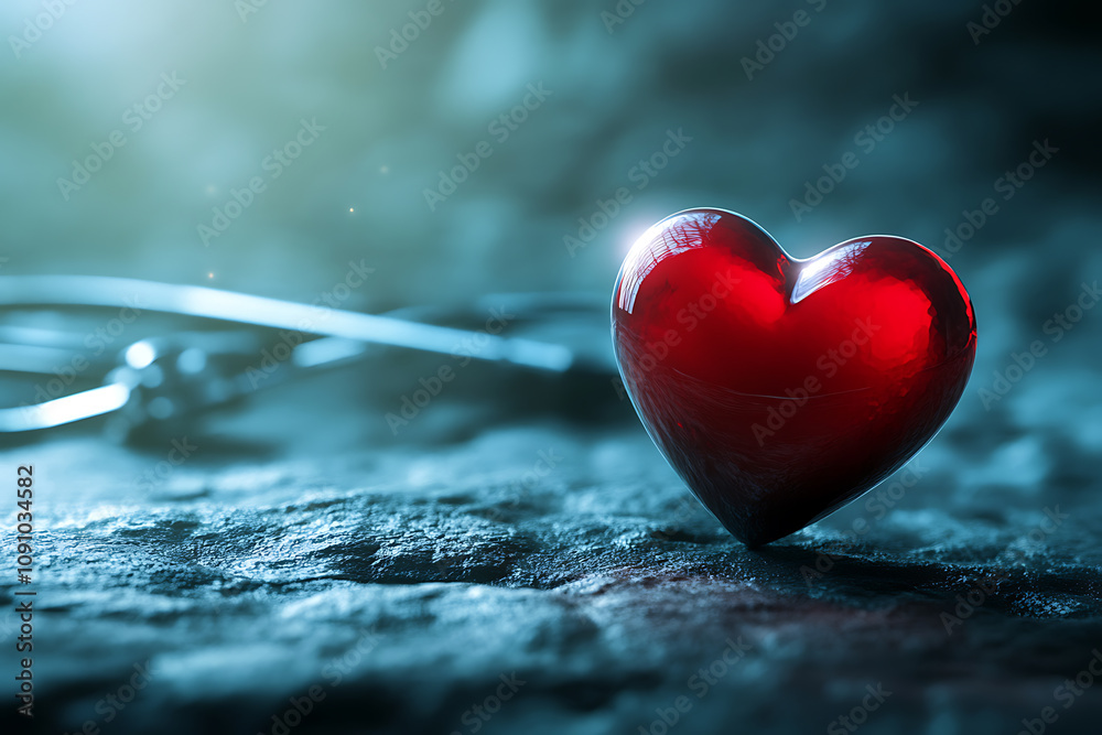 Fototapeta premium Red Heart: A Symbol of Love, Passion, and Deep Emotion