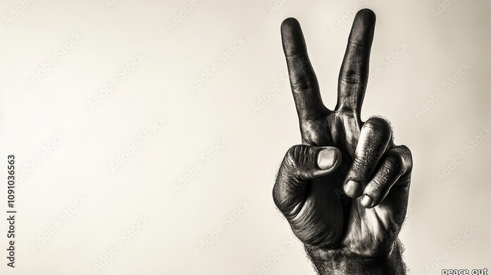 black hand showing peace sign black hand showing peace sign
