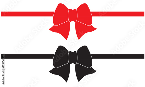 Red and black bow tie white background. vector illustration. EPS 10/AI