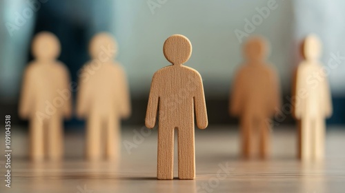 Life Insurance Wooden figures representing a team or community in a collaborative setting.