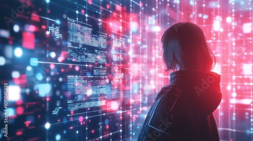 Wallpaper Mural Futuristic shopping experience with holographic Cyber Monday discounts portrait Torontodigital.ca