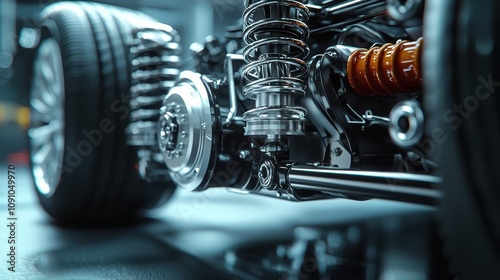 3D View of Car Suspension and Steering System