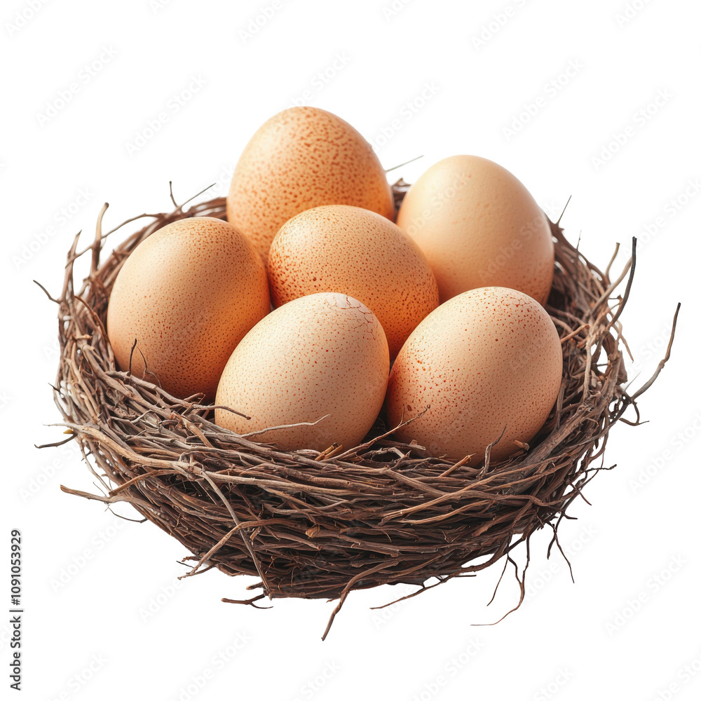 Six Eggs Nest Isolated on Transparent Background Six Eggs Nest Isolated on Transparent Background