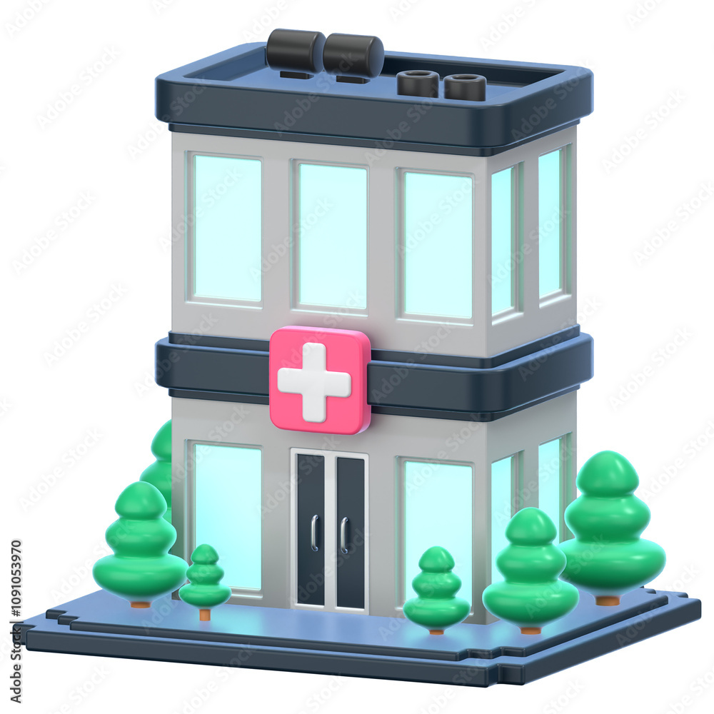 Obraz premium pharmacy store building 3D Icon Illustration. Low Poly Style