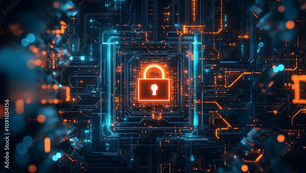 Obraz premium Network Security Digital Lock
