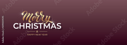 Merry Christmas and Happy New Year hand lettering calligraphy. Vector holiday illustration element. Typographic element for congratulations.