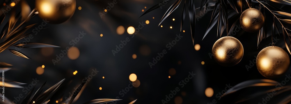 Obraz premium Lunar New Year background. Premium black and gold colors. New Year 2025
