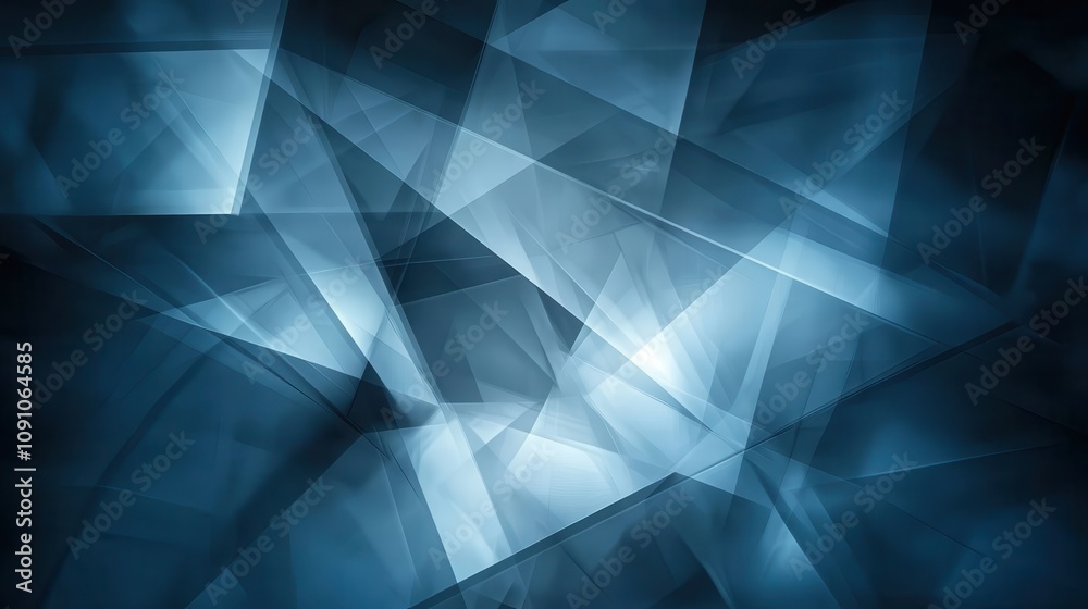 Obraz premium Abstract Blue Geometric Background: Intersecting Translucent Polygons Create a Dynamic and Modern Design