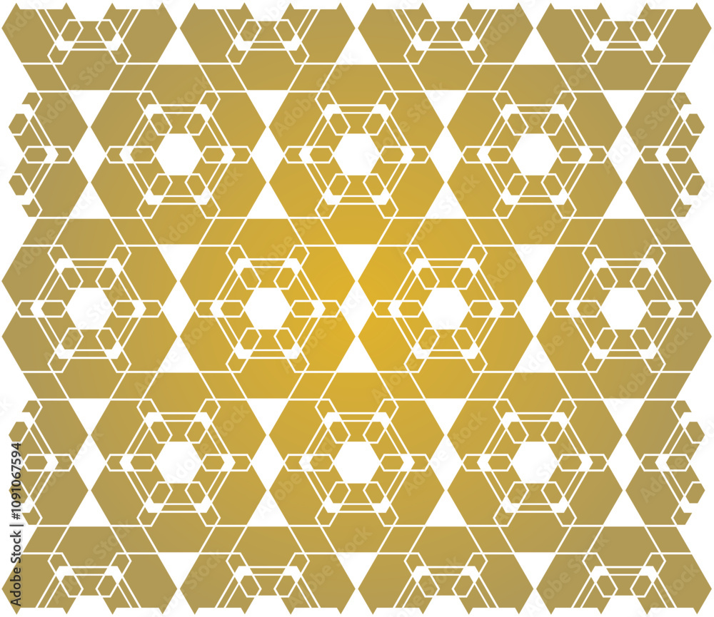 Ornement décoratif Motif abstrait Diamant Flocon Carré Réseau de style arabe géométrique Doré Or