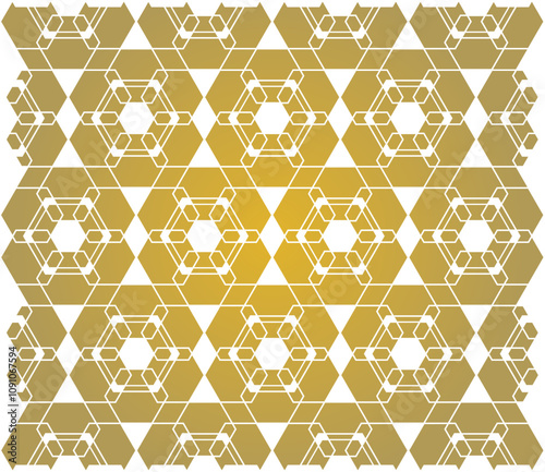 Ornement décoratif Motif abstrait Diamant Flocon Carré Réseau de style arabe géométrique Doré Or