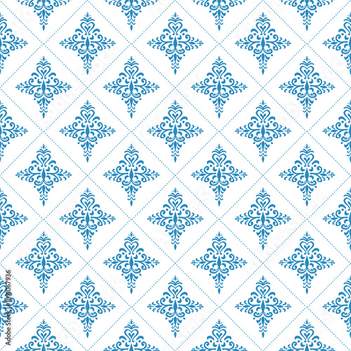 seamless pattern with blue flowers
