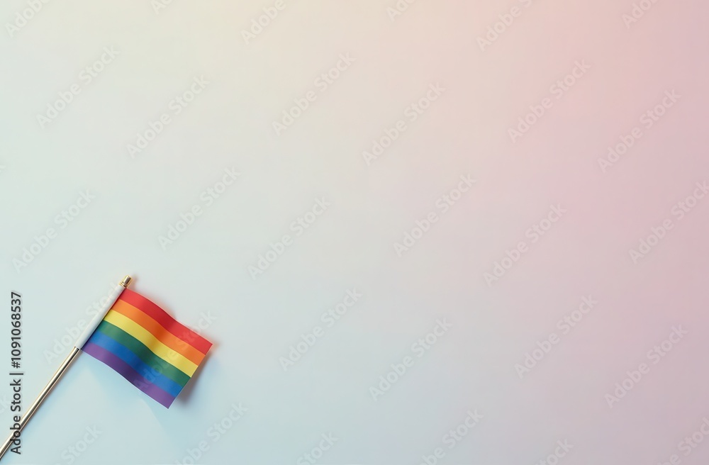 Fototapeta premium Top view of small rainbow LGBT flag for Pride Month celebration