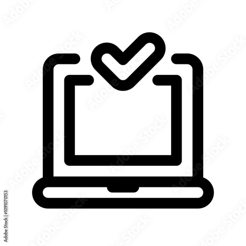 Laptop Approved Line Icon. Single icon, line vector icon