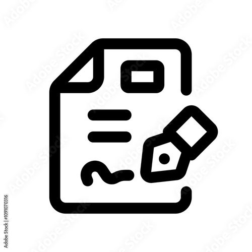 Signature Line Icon. Single icon, line vector icon