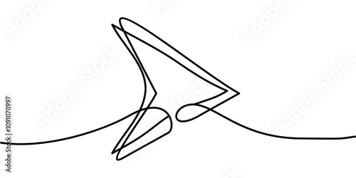 continuous line drawing of bullet arrowhead symbol. abstract line art illustration
