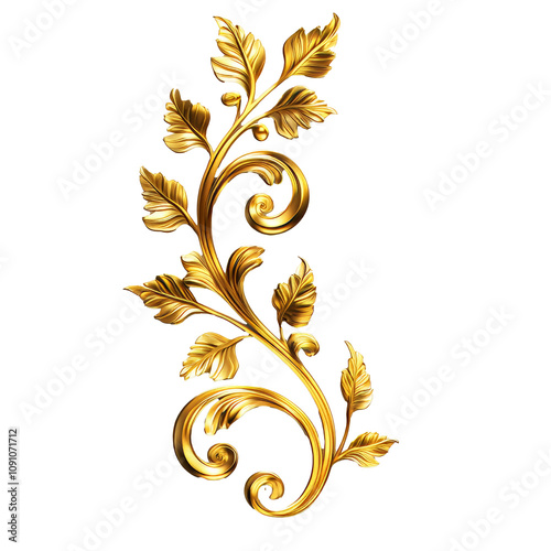 Golden vine design with leaves and swirls