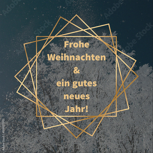 New Year, Christmas Card. Illustration of a retro Christmas background. New year, Christmas wishes in German