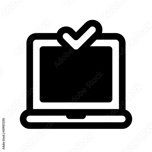 Laptop Approved Glyph Icon. Single icon, glyph vector icon