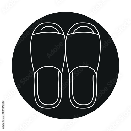 Pair of bath slippers icon. Vector isolated element.