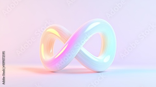 Dynamic abstract infinity symbol studio 3d render minimalist design soft lighting conceptual art for modern decor