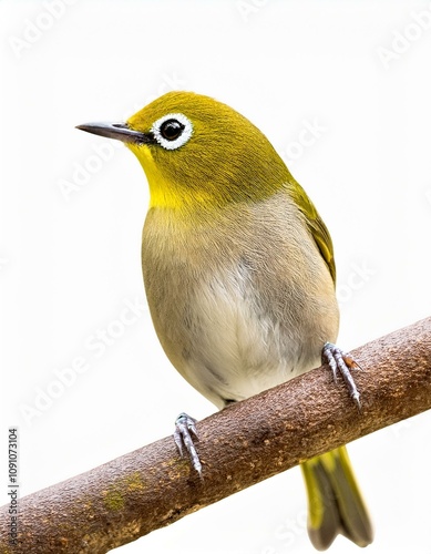 メジロ（Warbling white-eye on white background）
 photo