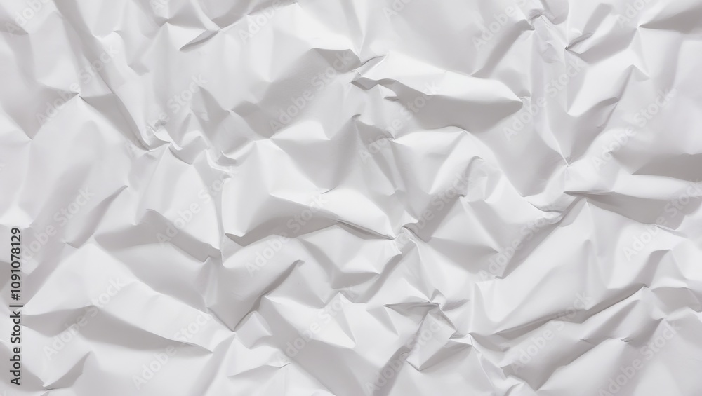 Obraz premium White crumpled paper texture background, clean white wrinkled paper, top view.