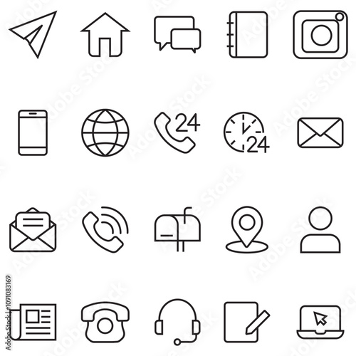 Contact icon vector. Business icon for company connection set in different style. Home, location, call, at, email, address, globe, chat, message, mail, telephone, information, website, icon, vector.
