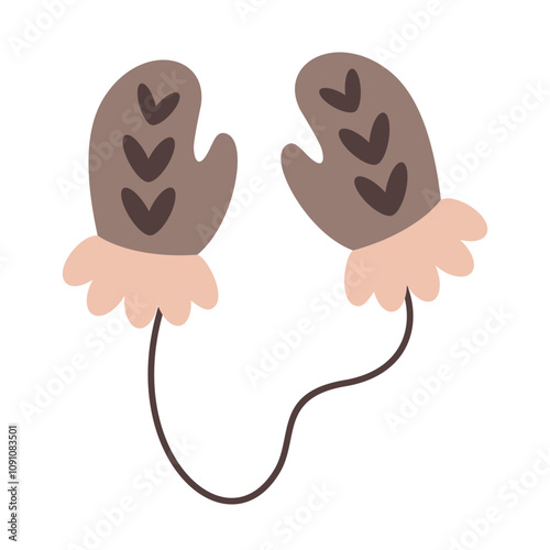 Winter mittens clipart. Cute hand draw seasonal object. Vector illustration in flat style	
