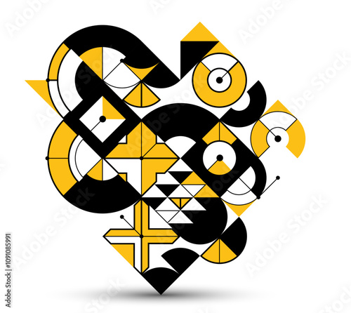 Abstract geometric pattern vector background isolated, tech style engine looks like composition, engineering draft style pattern, mechanism.