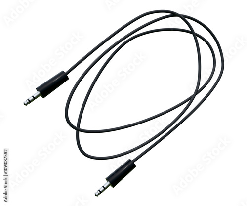 3mm jack audio cable isolated on white photo