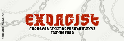 Elegant luxury font with experimental letter shapes, exclusive beauty vector typeface for logos and emblems, retro strong typography for headlines and slogans.