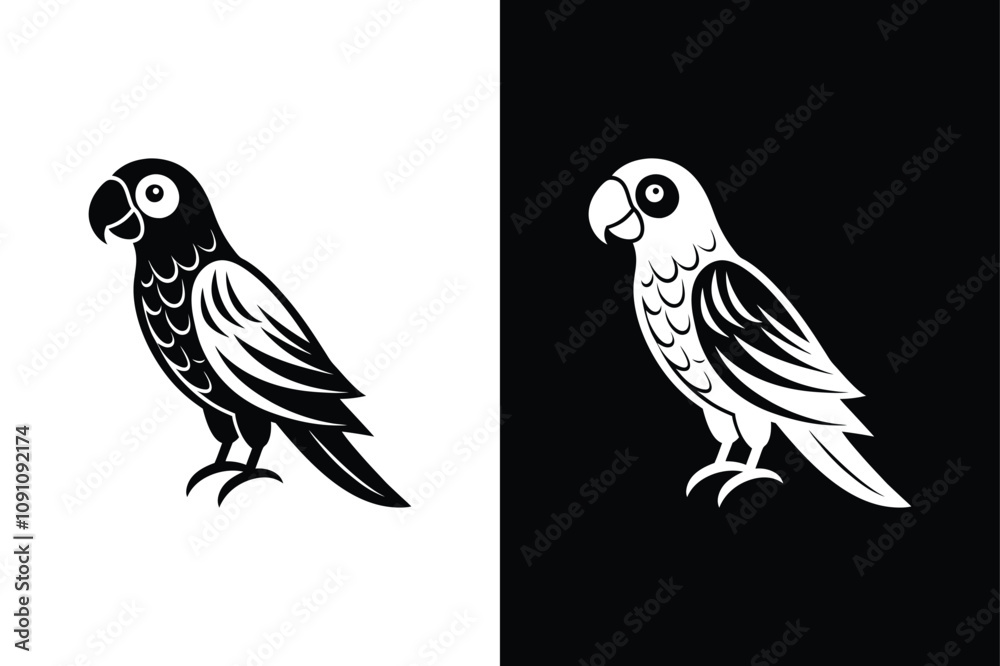 Fototapeta premium Parrot icon isolated on on White Background Vector Art Illustration on white background.