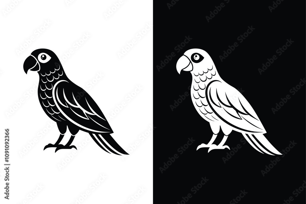 Fototapeta premium Parrot icon isolated on on White Background Vector Art Illustration on white background.