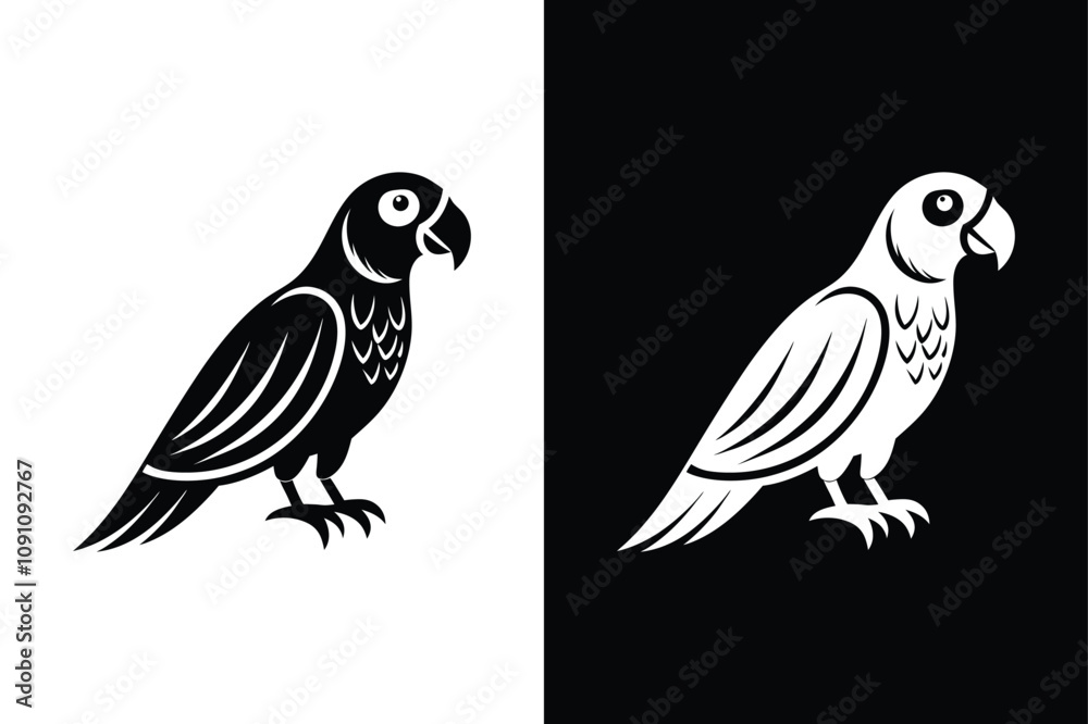 Fototapeta premium Parrot icon isolated on on White Background Vector Art Illustration on white background.