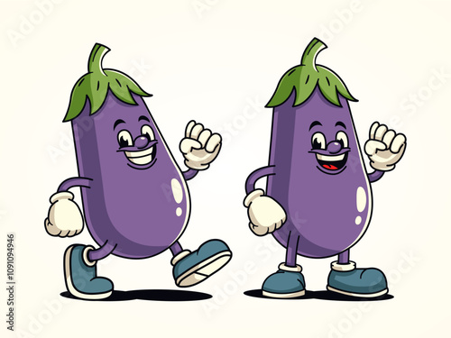 Eggplant character cartoon mascot, suitable for diet, food, health and business