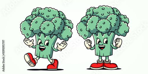 Broccoli character cartoon mascot, suitable for diet, food, health and business