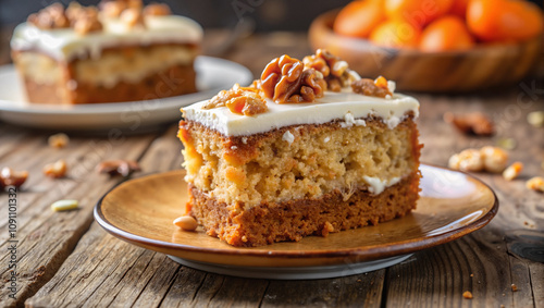 Wallpaper Mural Carrot cake slice with walnuts and cream topping Torontodigital.ca