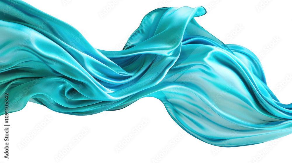 Obraz premium Flowing green fabric isolated on transparent background