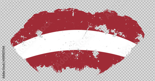 Latvia national flag with distressed stroke brush effect on isolated background