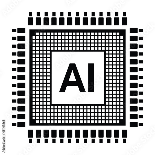 Artificial intelligence chip. AI processor concept. Futuristic microchip processor. AI chip symbol. Technology innovation concept. Vector illustration