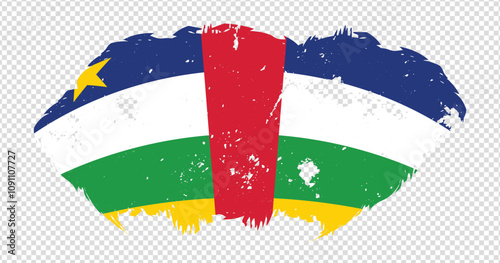 Central African Republic national flag with distressed stroke brush effect on isolated background
