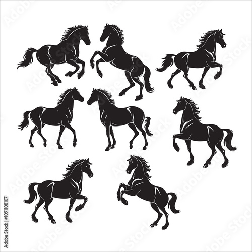 set of vector horse silhouette	
