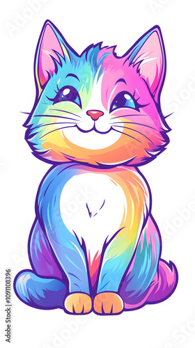  Cute cartoon kitten with a playful and funny expression