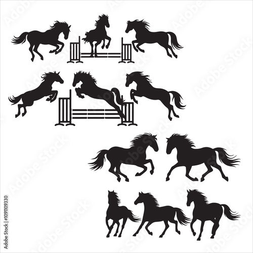 set of vector horse silhouette	
