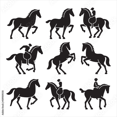 set of vector horse silhouette	
