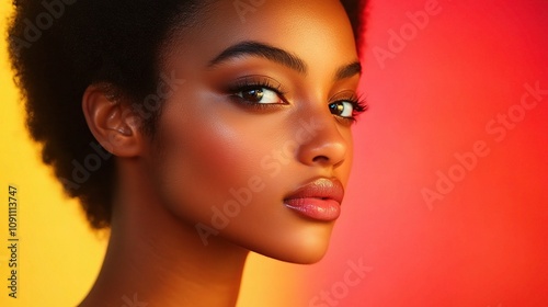 Radiant Beauty of a Woman with Healthy, Clean Skin Captured in Vibrant Colors Showcasing Natural Elegance and Grace in a Stunning Portrait