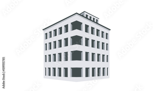 Isometric Buildings Perspective Vector On White Background