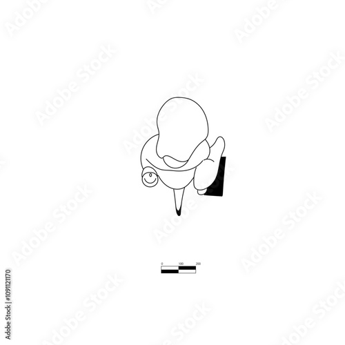 歩くキャリアウーマンの平面図イラスト