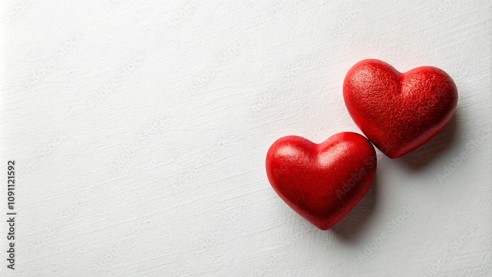 Obraz premium two red hearts on white texture background